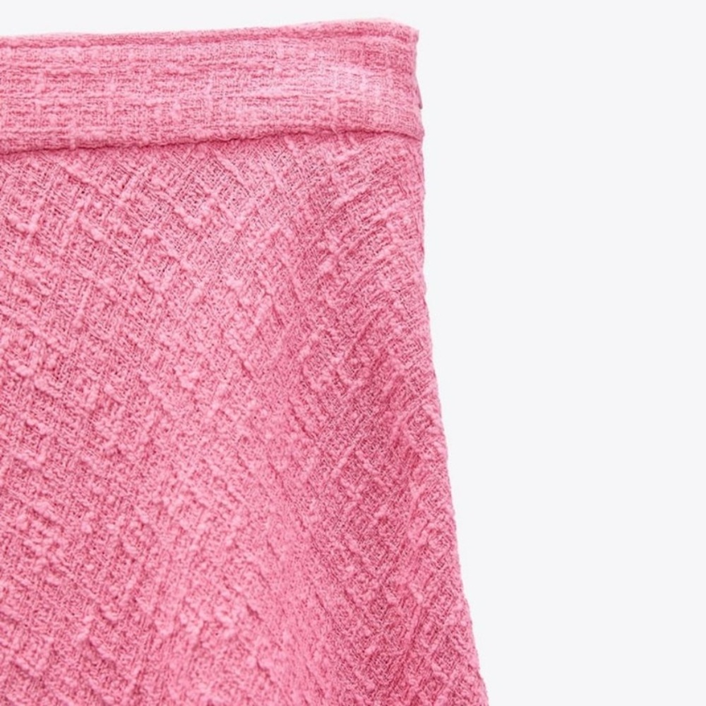 Zara | Textured Tweed-Like Pink Midi Skirt | Size L | Blogger Favorite - Picture 9 of 14